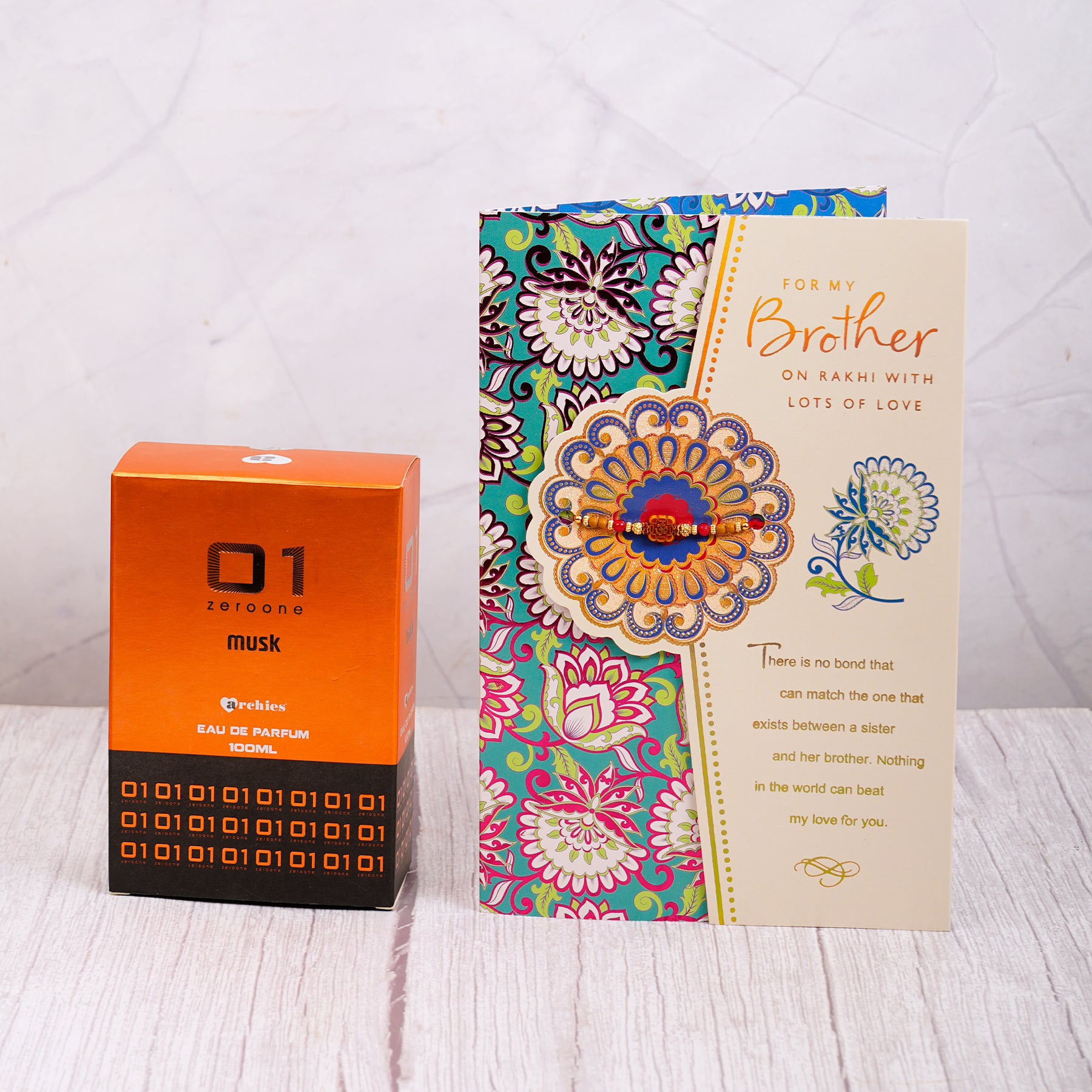 Musk Perfume with  Rakhi Wishes Greeting Card
