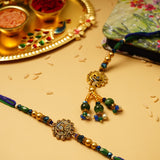 Gold Emblished Peacock Bhaiya Bhabhi Rakhi