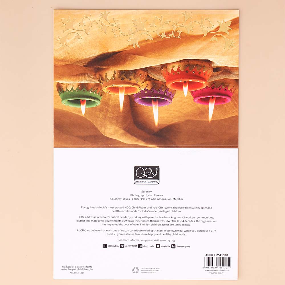 Golden Diwali Seasons Greeting Card Pack Of 10