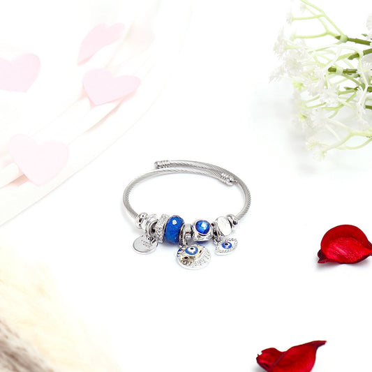 Evil Eye Charms Silver Bracelet