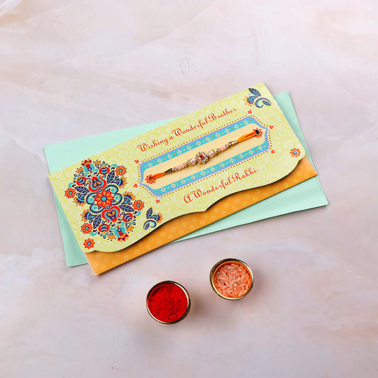 Designer Rakhi mailer with Roli chawal and Envelope Pack of 3