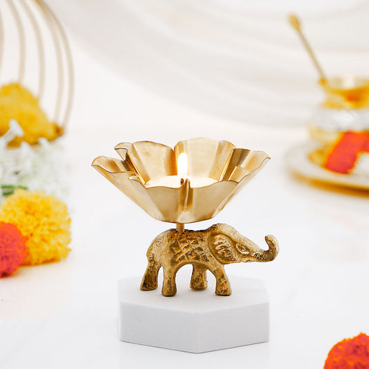 Golden Elephant Diya