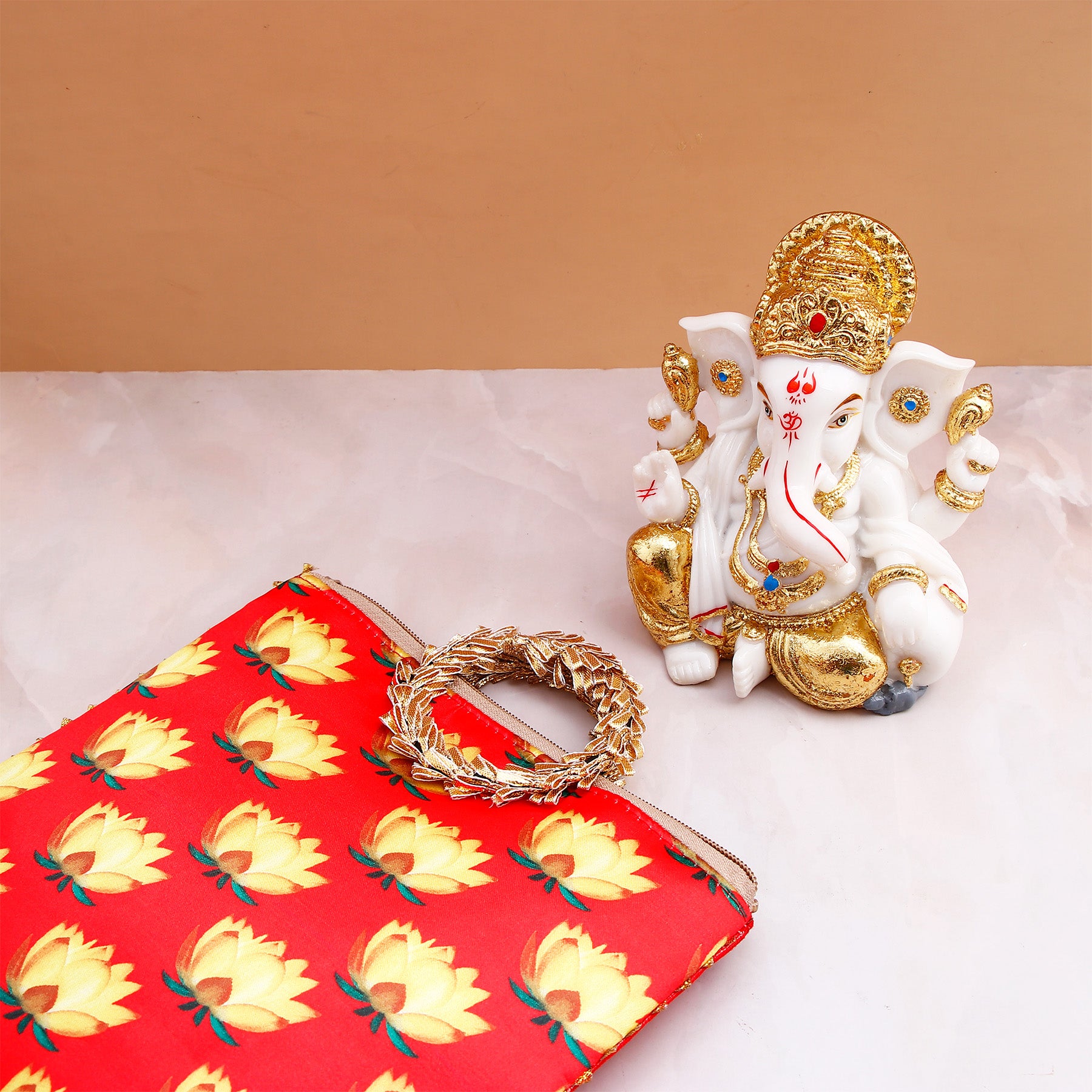 Shree Ganesha Idol with Red Bag and Modak 250 GM