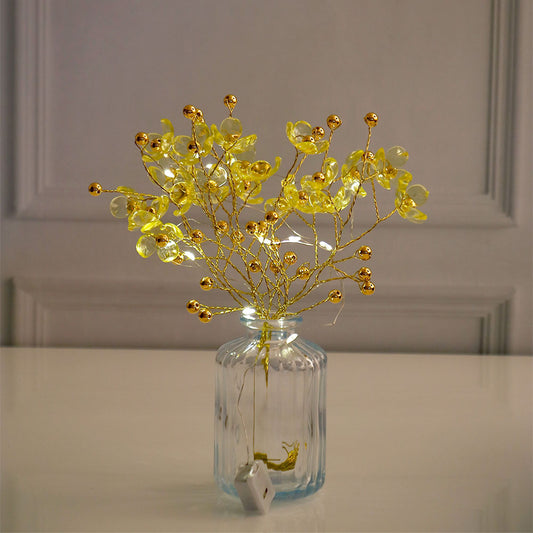 Yellow Blossoms in Crystal Vase