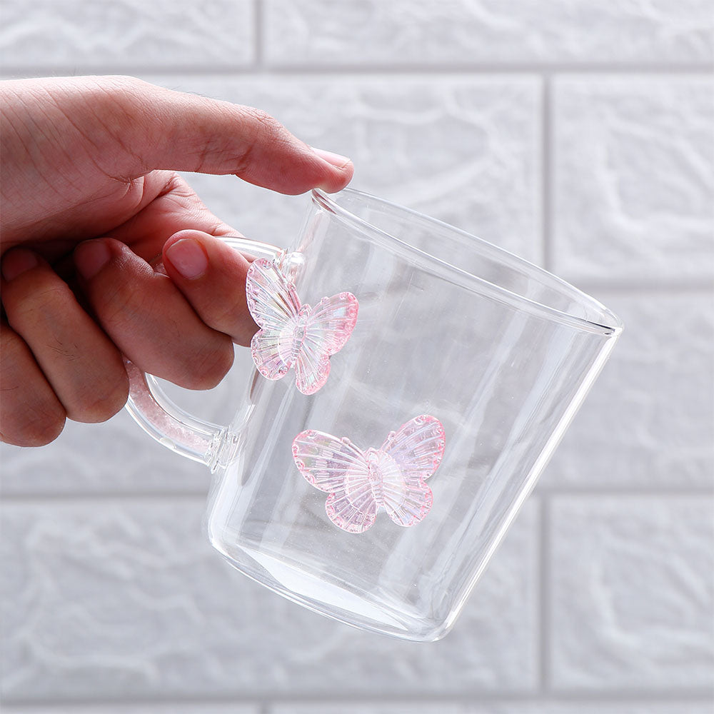 Lilac Butterfly Charmed Glass Mug