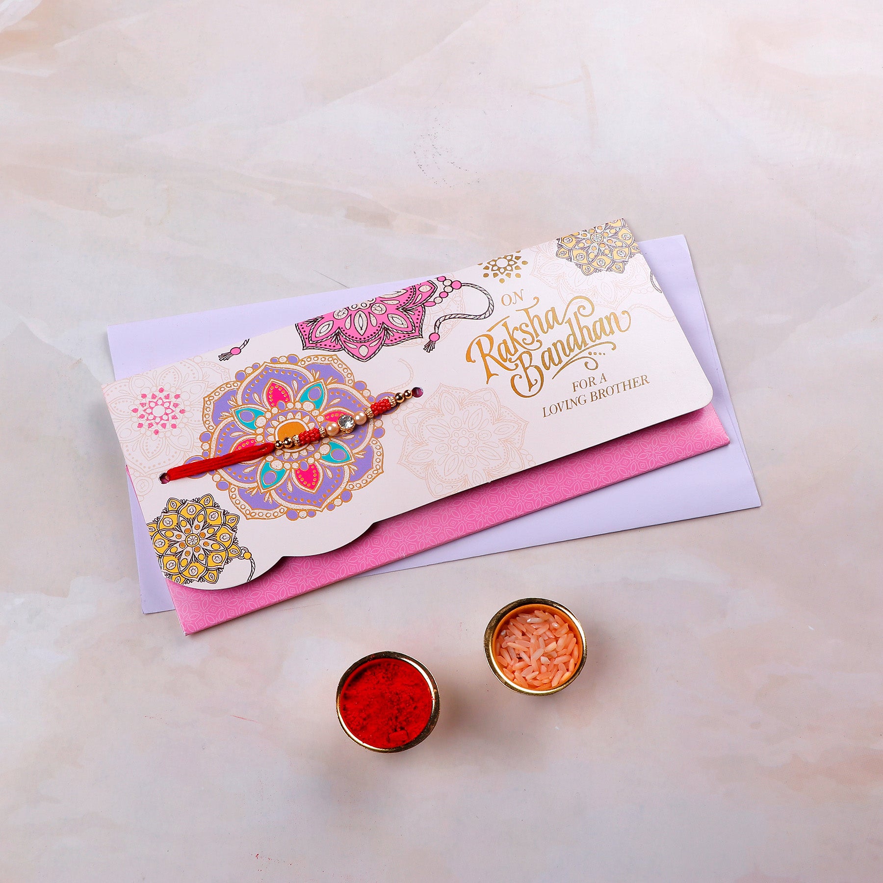 For Loving Brother Rakhi mailer with Roli chawal and Envelope Pack of 3