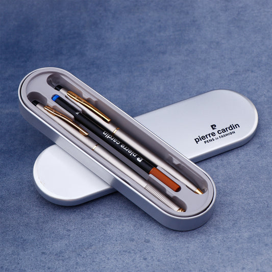 Pierre Cardin Kriss Satin Nickle Set 0f Roller Pen and Ball Pen