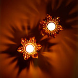 Leaves Handcrafted Metal Diya Pack of 2