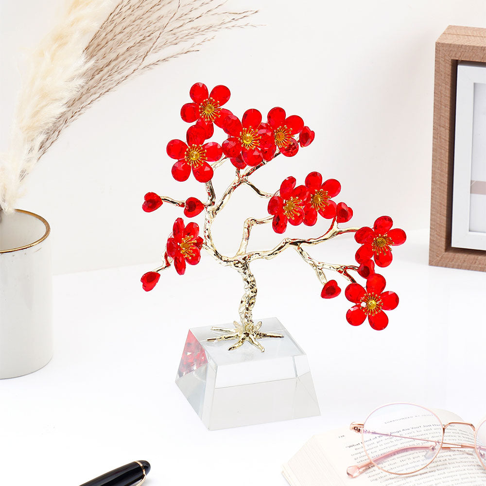 Red Crystal Flower Tree Showpiece