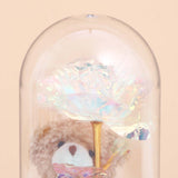 White Teddy LED Glass Jar Showpiece