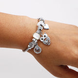 Wise Owl Charms Silver Bracelet
