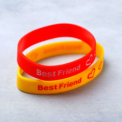 Silicone Friendship Bands Red and Yellow Set of 2