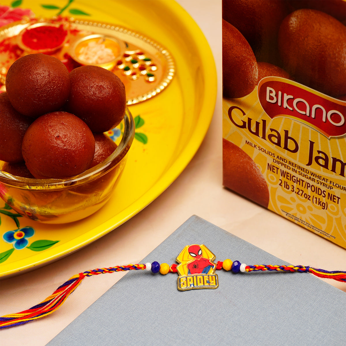 Superhero Spiderman Rakhi with Gulab Jamun
