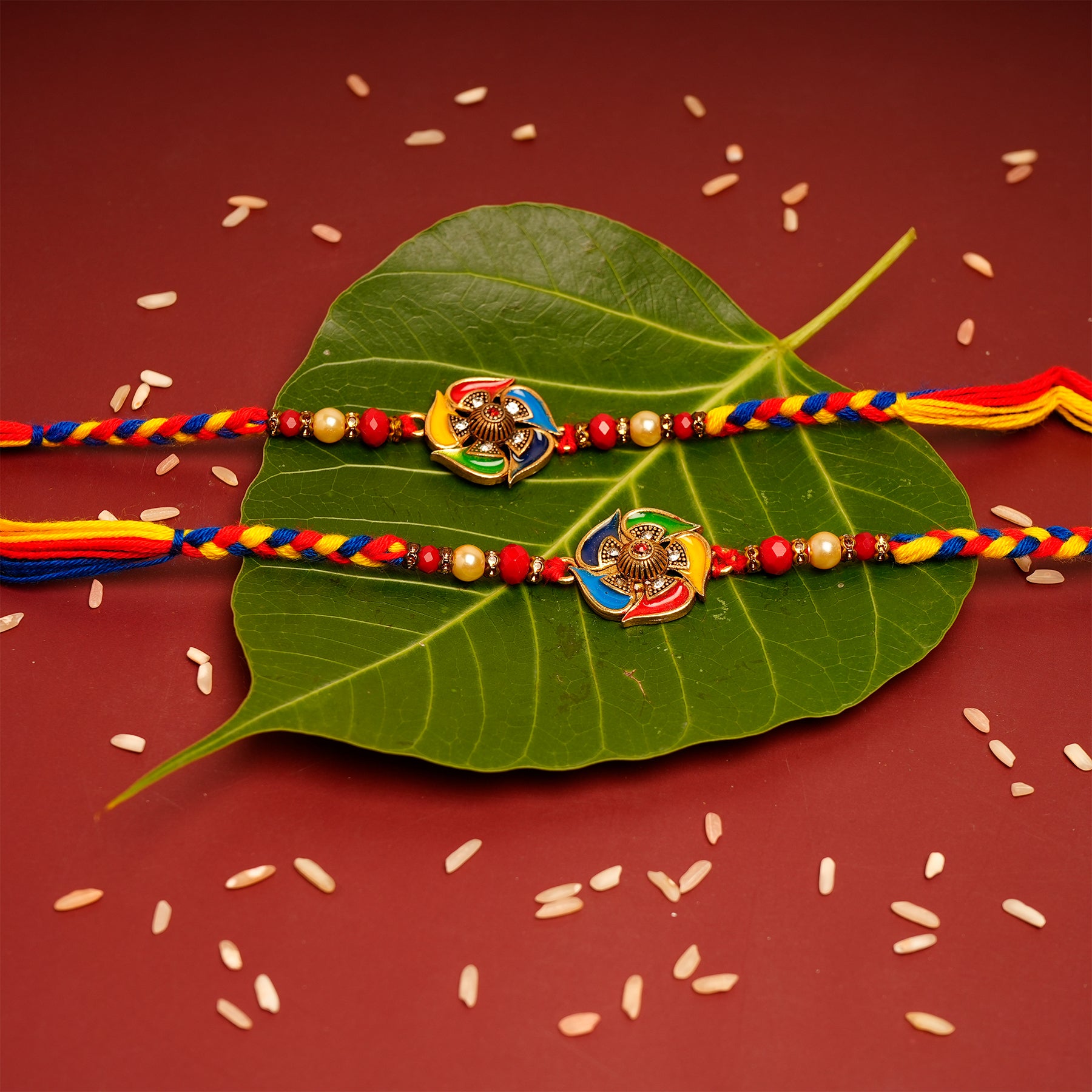 Multicoloured Floral Rakhi Pack of 2