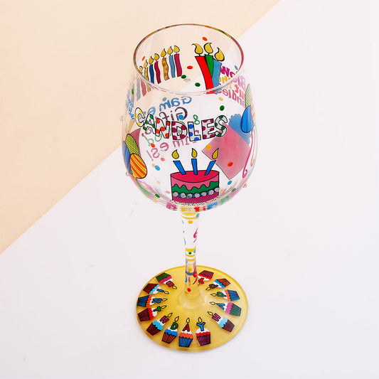Blow the Candles Quoted Birthday Wine Glass