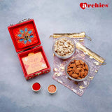 Red Rakhi Trunk Box with Dry Fruits