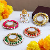 Om Ganesha Idol with Handcrafted Diya Pack of 4