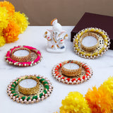 Shree Ganesha Idol with Handcrafted Diya Pack of 4
