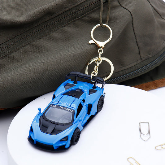 Blue Sports Car Keychain