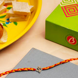 Shree OM Silver Rakhi with Kaju Barfi