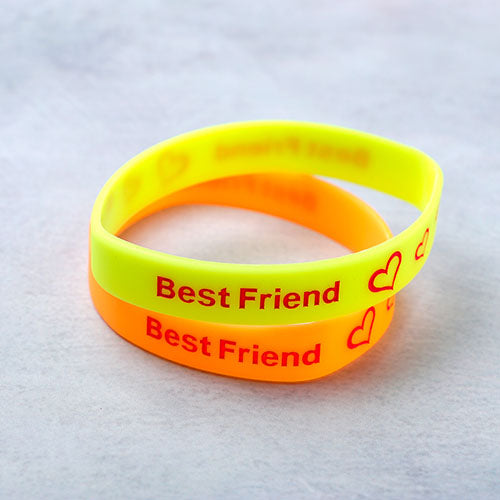 Silicone Friendship Bands Yellow and Orange Set of 2