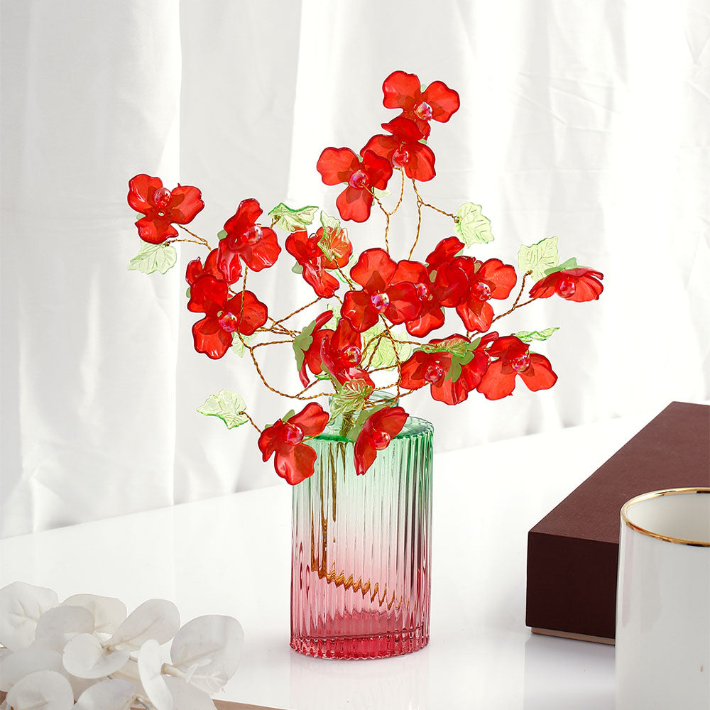 Red and Golden Accents Cherry Blossom Vase 