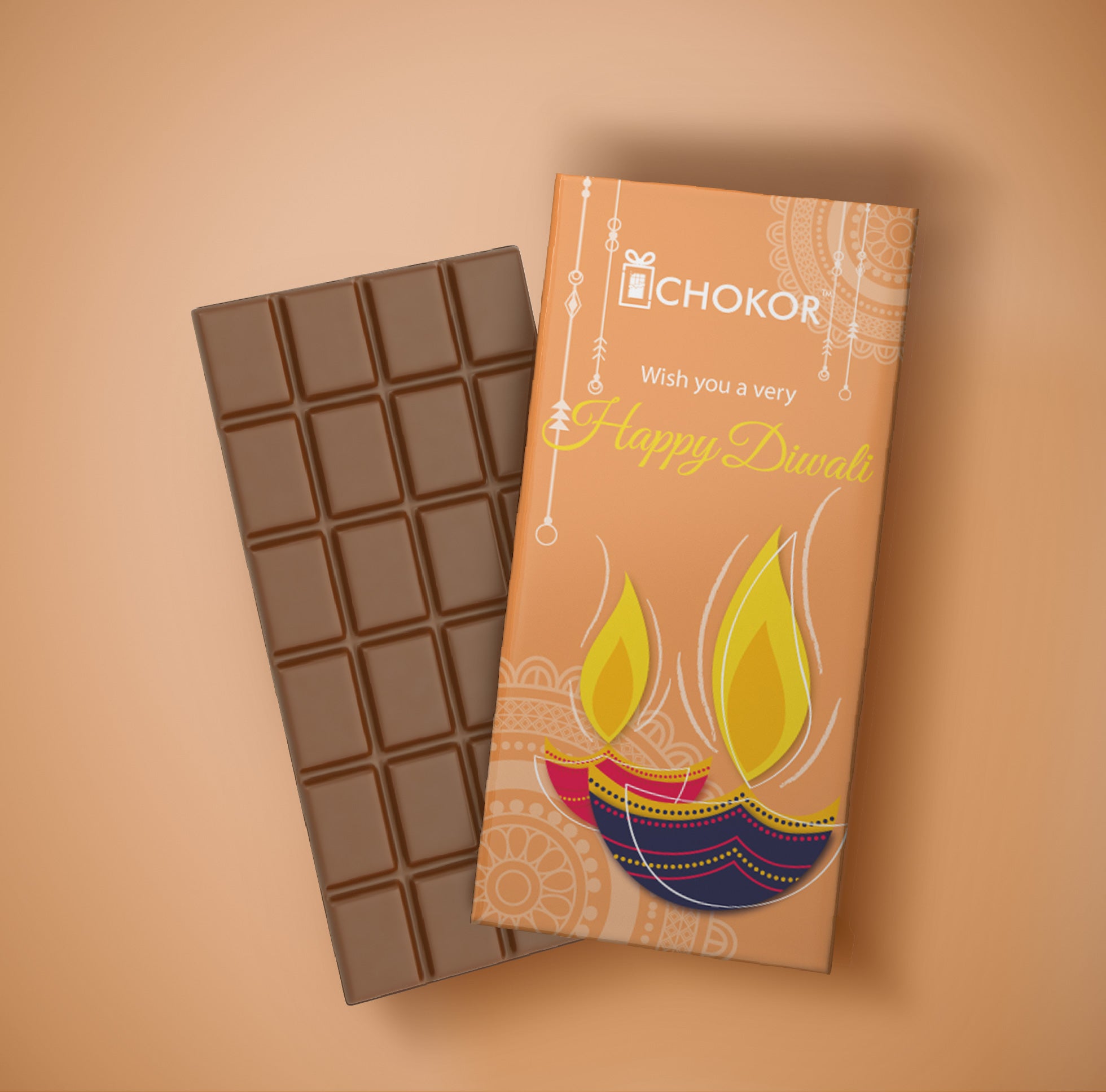 CHOKOR Happy Diwali (Diya Design 2 ) - White Chocolate Bar