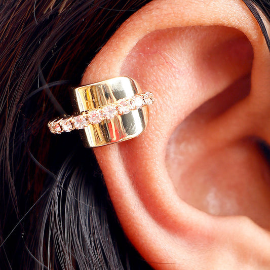 Rinestone Emblished Golden Earcuffs