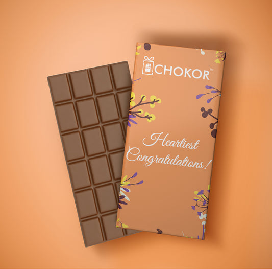 CHOKOR Heartiest Congratulations -  Coffee Flavoured Almond Chocolate Bar