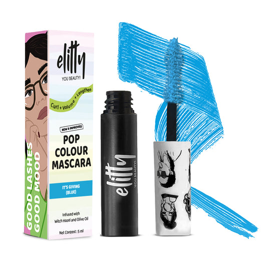 Elitty Blue Pop Colored Lush Lashes Mascara - It's Giving - 5 gm