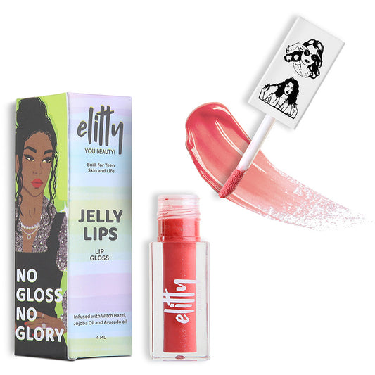 Elitty Jelly Lips- Pink Lip Gloss for High Shine, Glossy Finish - Pretty Chill (4ml)