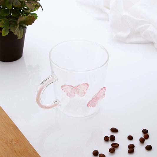 Lilac Butterfly Charmed Glass Mug