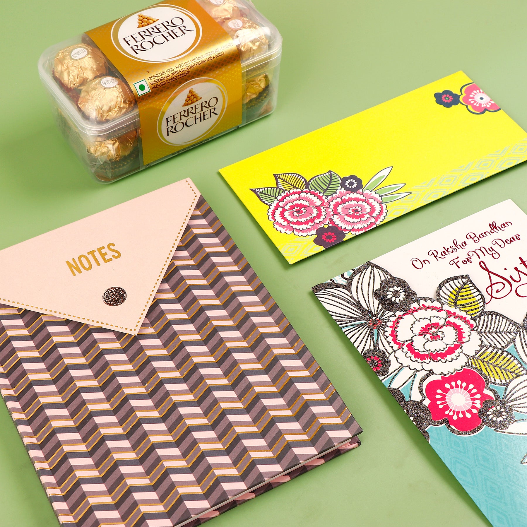 Linear Notebook with Greeting Card and Ferroro Rocher 200 GM