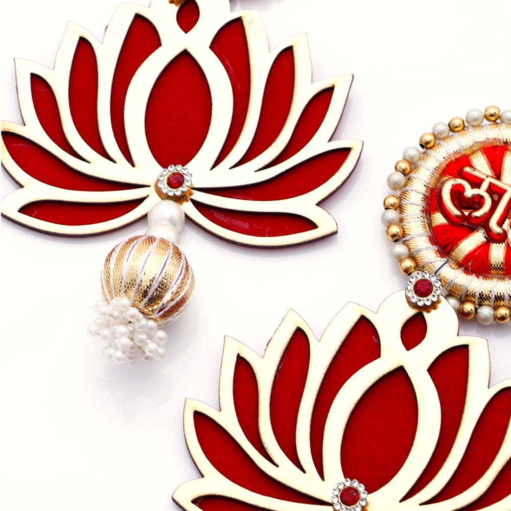 Traditional Red Shubh Labh Lotus Hanging