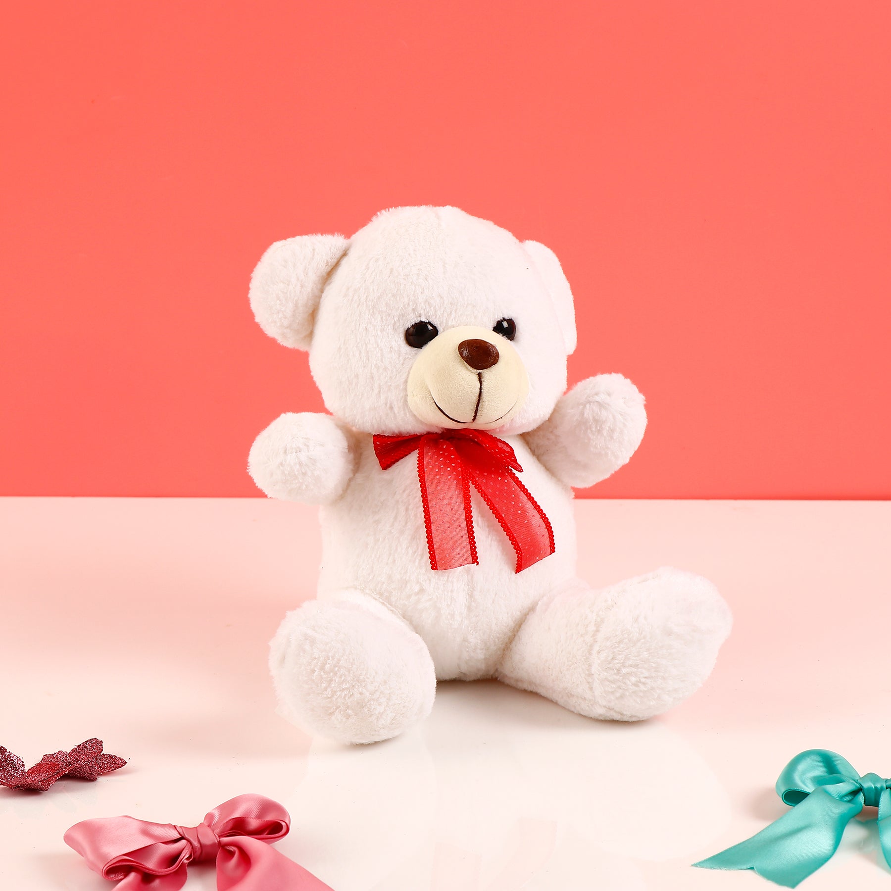 Shimmer Blue Bag with White Teddy and Greeting Card