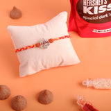 Trishul Silver Rakhi  with Hersheys Kisses Dark n Almonds Chocolate 100 GM