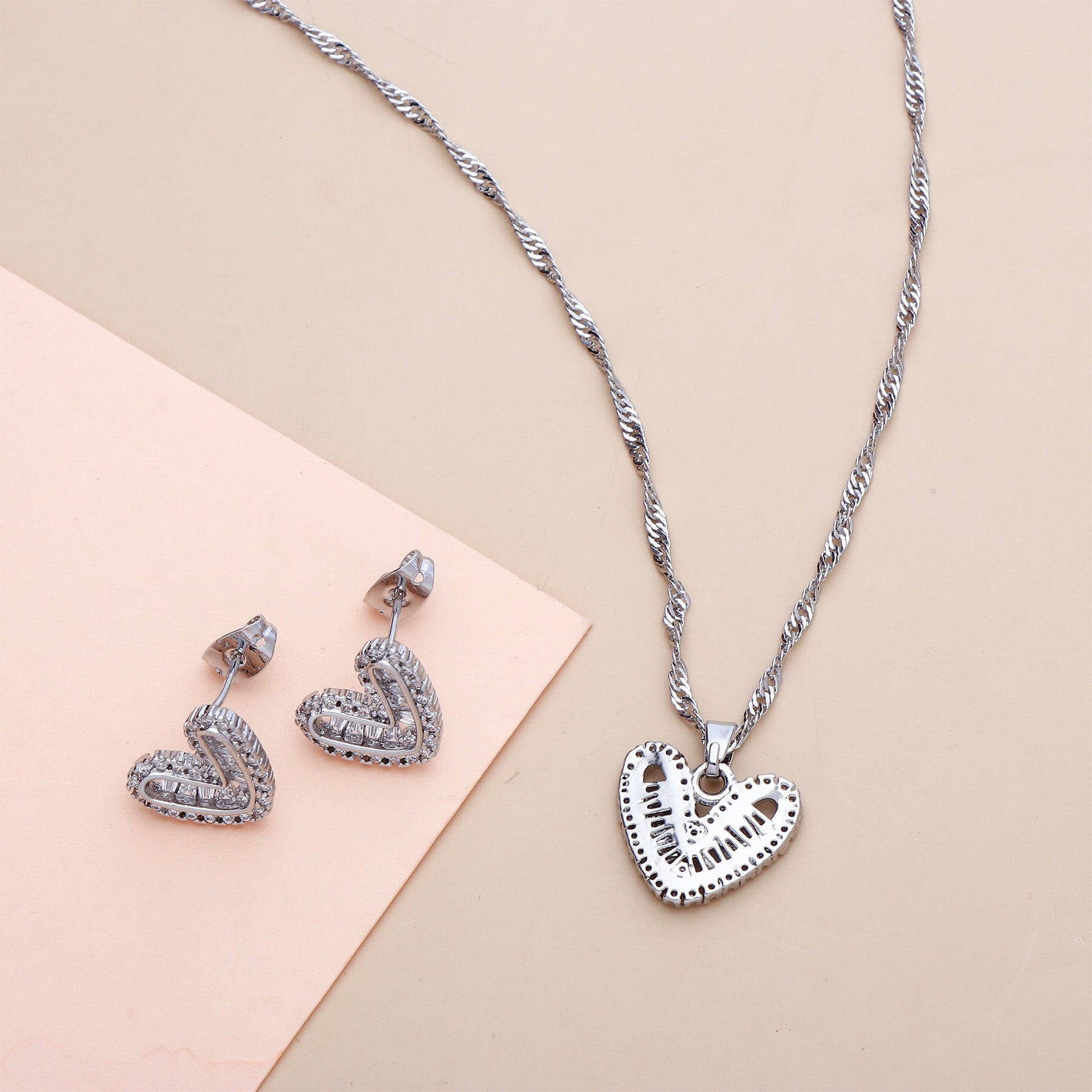 Doodle Heart Pendant with Earring Set