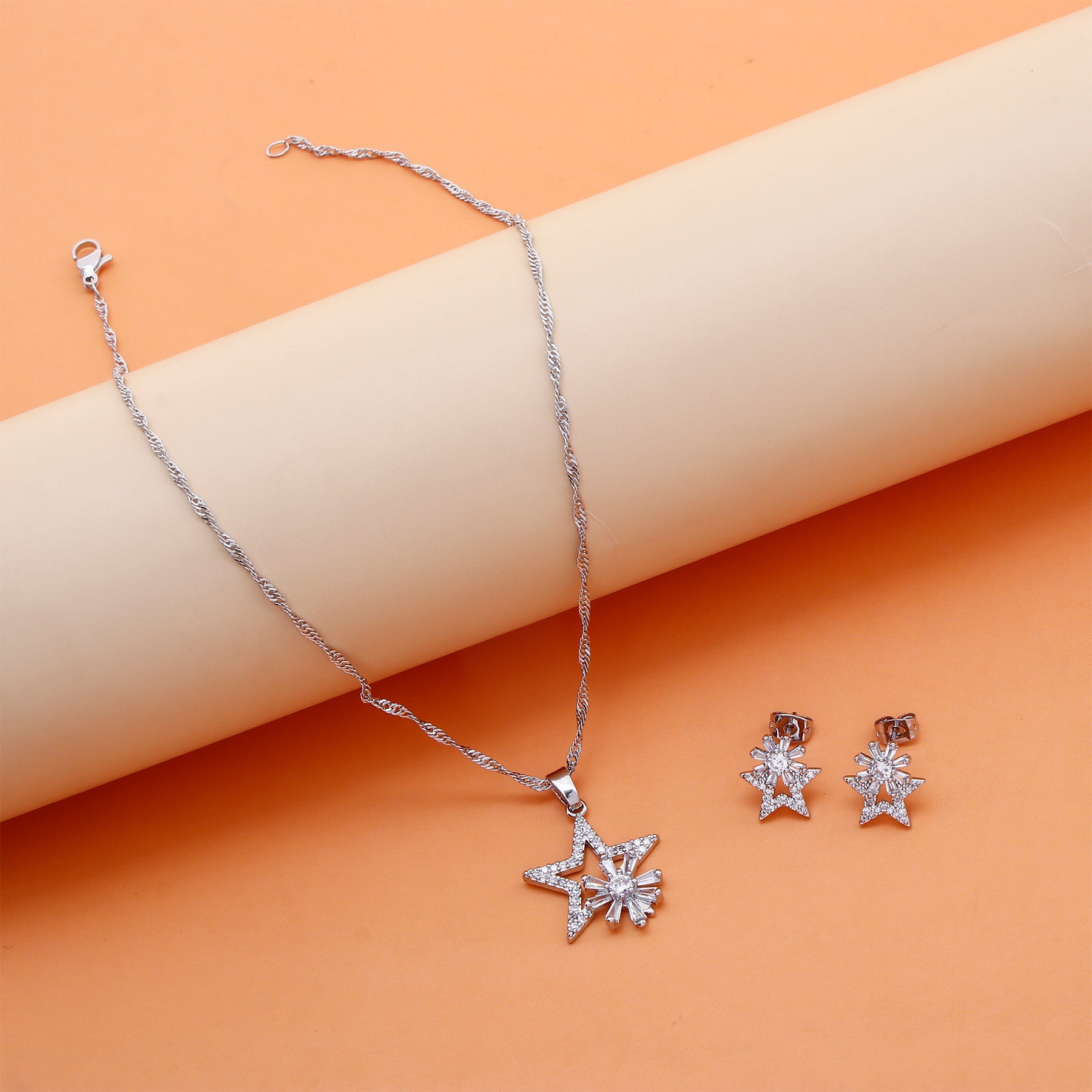 Celestial Bloom Pendant with Earring Set