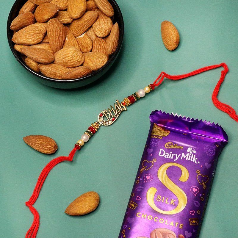  Bhai Rakhi with Almonds (100g), Dairy Milk Silk, Roli & Chawal