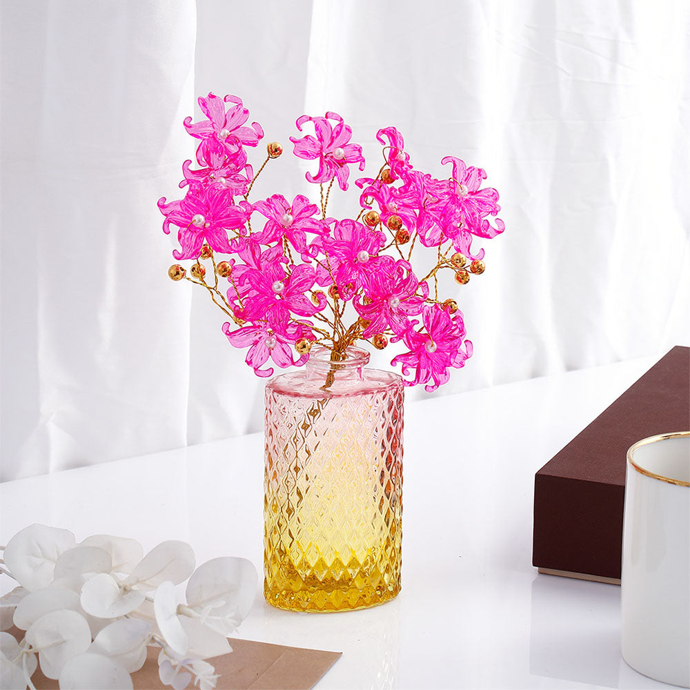 Pink Blossoms in Crystal Vase