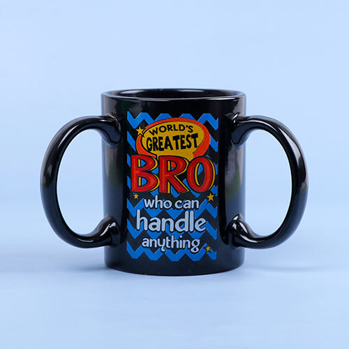 Happy Rakhi Bhai Greeting Card with a Sacred Rakhi with Mug and Chocolate
