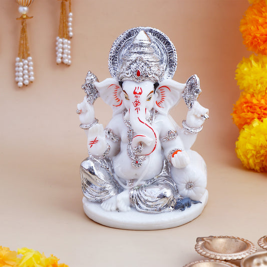 Shee Ganesha Idol with Silver Emblishment