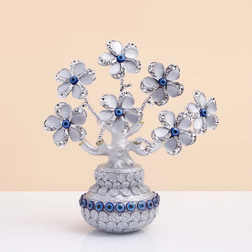 Silver Blooms Evil Eye Vase