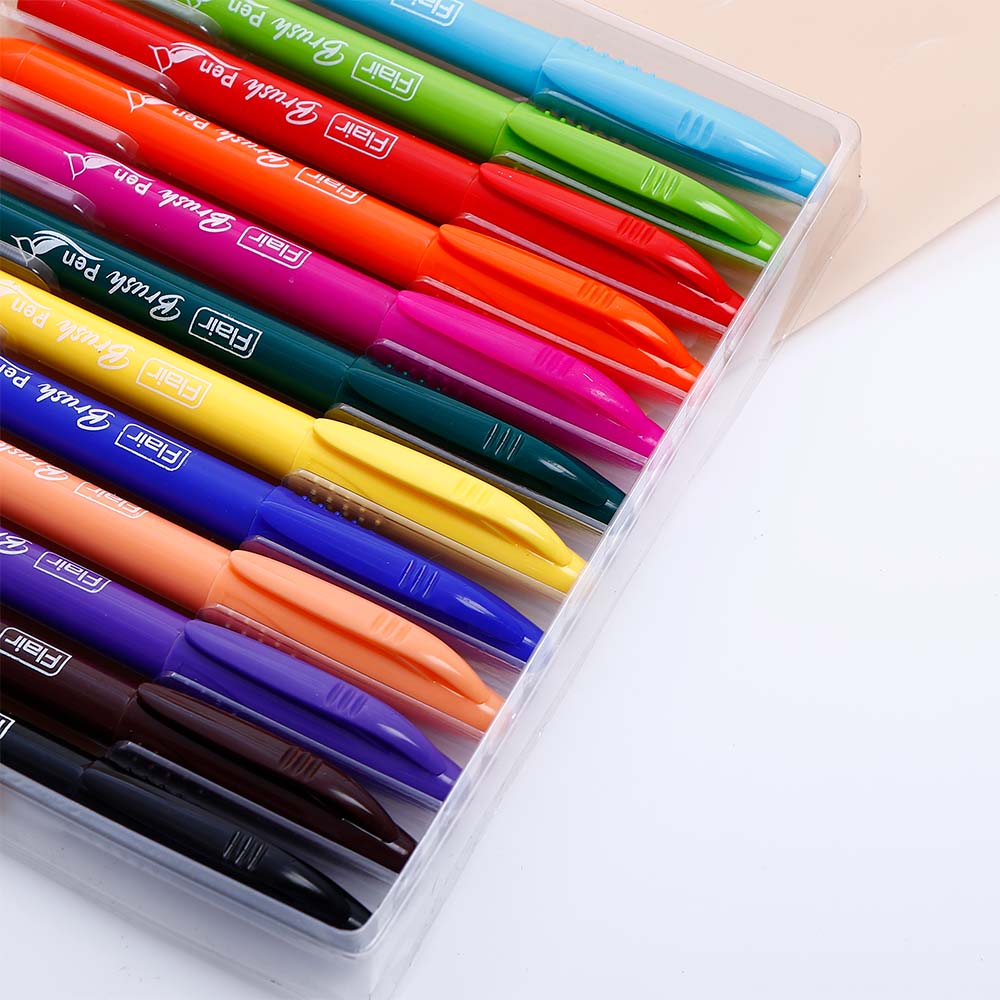 Flair Brush Pens - 12 Shades with Flexible Tip