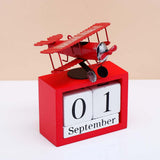 Vintage Biplane Table Top Calendar - Red