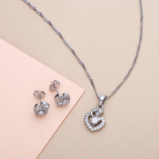 Enchanted Heart Pendant with Earring Set