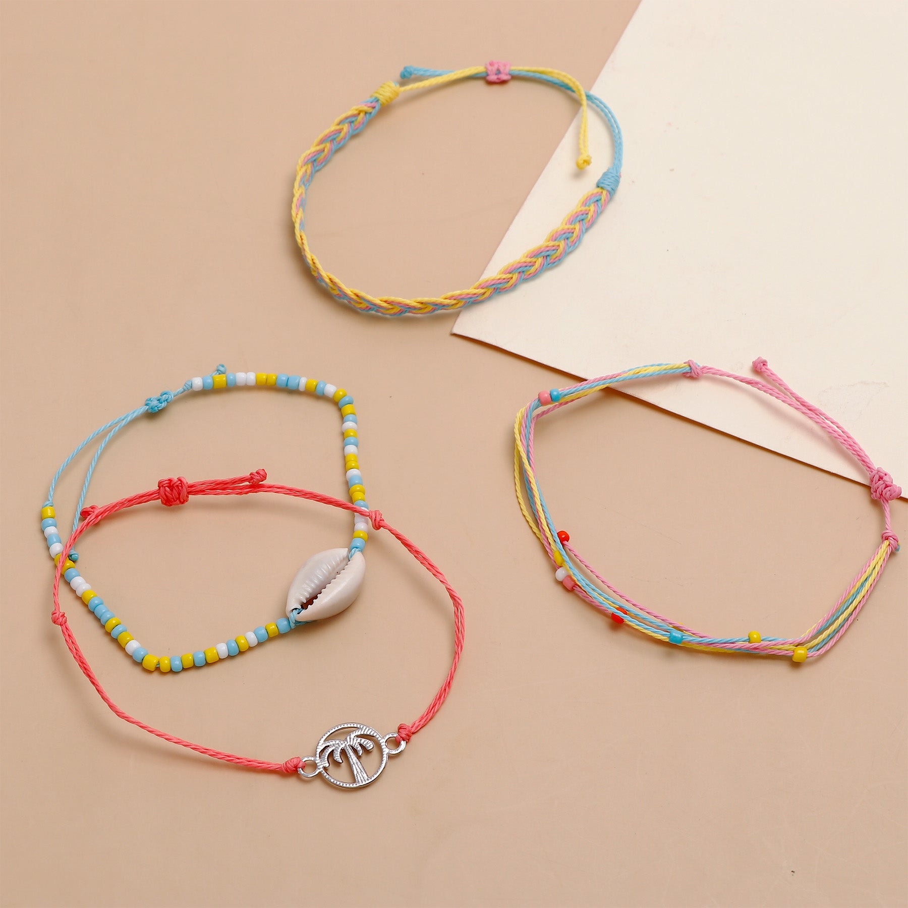 Coffee Bean Shell Multi Layer Bracelet Set