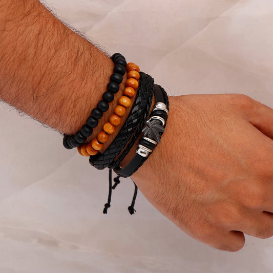 Autumn Leaf Beaded Multilayer Leather Bracelet