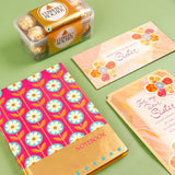 Pink Floral Notebook with Greeting Card and Ferroro Rocher 200 GM