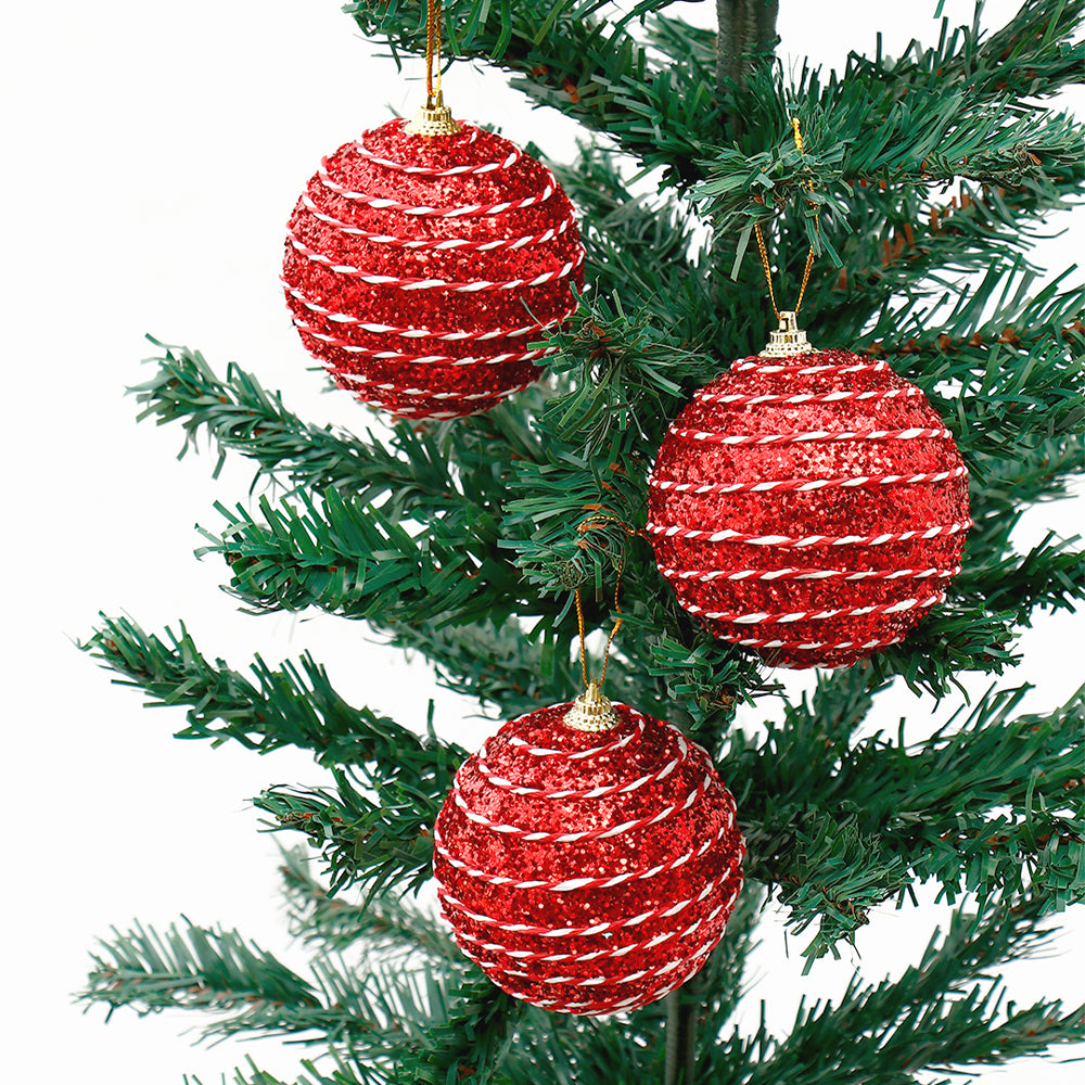Red Spirals Christmas Decor Balls